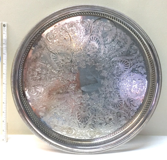 Etched Silver Plated Serving Tray