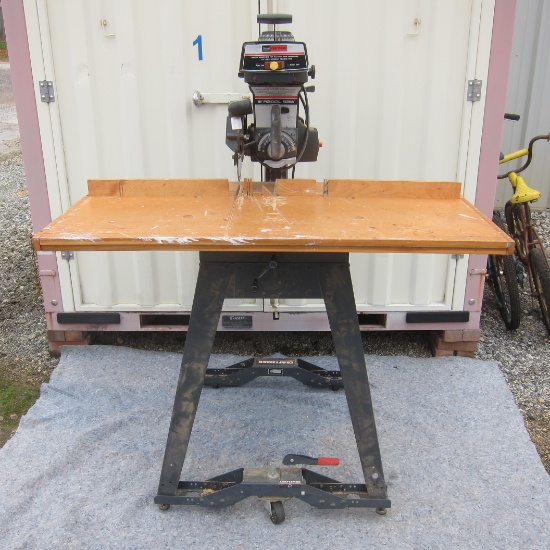 Sears Craftsman 10" Radial Arm Saw on Rolling Metal Stand