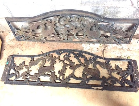 Beautiful Matching Cast Iron Pieces Possible Bench Backs