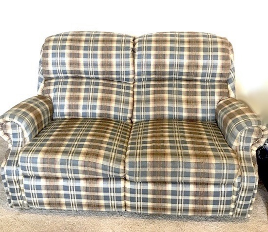 Plaid Double Reclining Loveseat by Lazy Boy