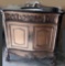 Nice Wooden Vanity with Decorative Carvings, Granite Sink Top & Fixtures