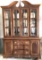 Vintage Wooden China Cabinet with Glass Shelves 