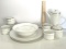 9-Piece Sango Fine China Celebration Platinum #8452 Tea Set with Matching Plate & Bowl 