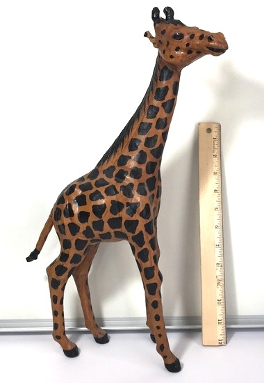 Tall Leather Giraffe Figurine