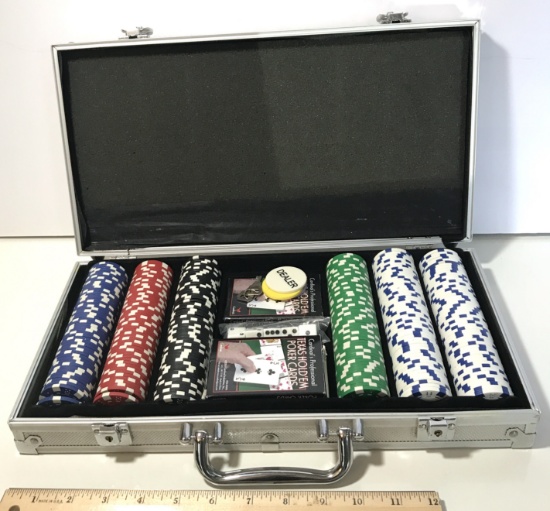 Poker Set with Three Decks of Cards in Case