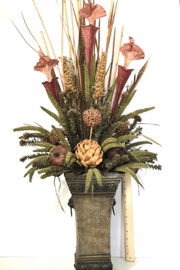Tall Dried Flower Arrangement in Decorative Vase 