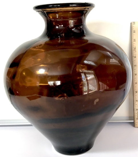 Large Brown Glass Decorative Vase