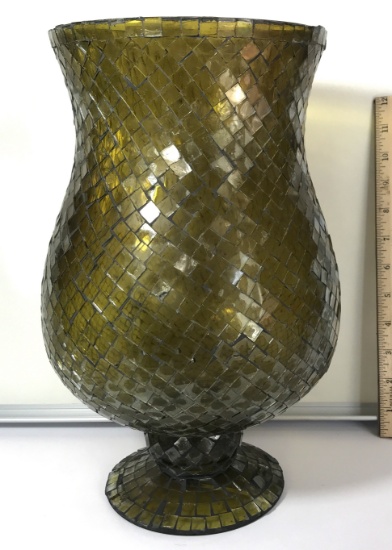 Large Green Mosaic Glass PartyLite Vase