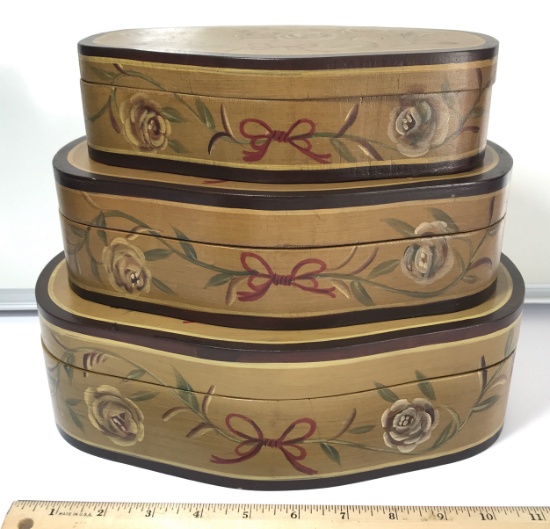 Set of 3 Graduated Floral Decorative Boxes