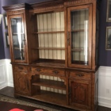 Awesome Large Wooden China Hutch w/ 3 Drawers & Glass Doors