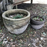 Two Concrete Planters 