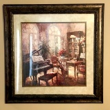 Framed & Matted Piano in Parlor Print