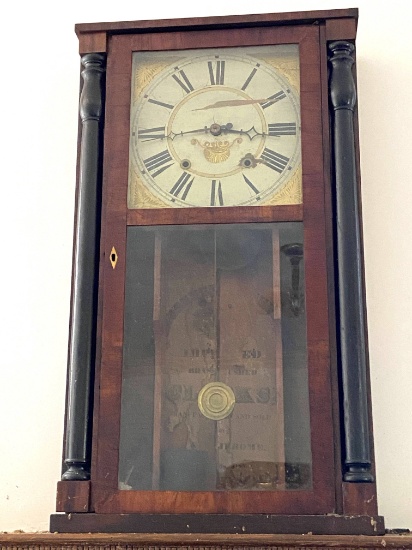 Early 1800’s Chauncey Jerome Weighted Pendulum Mantel Clock New Haven, CT