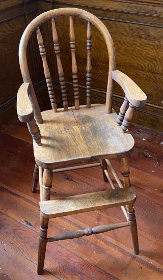 Early Wooden Hand Crafted High Chair