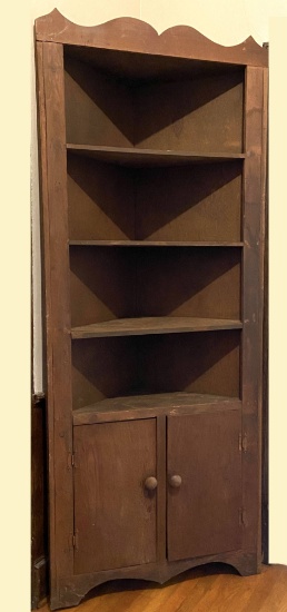 Vintage Handmade Corner Shelf & Cabinet