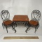 Miniature Wood & Wire Table & Chairs Set for Dolls or Décor