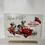 “Rarin to Go! Texaco Fire-Chief Gasoline” Metal Advertisement Sign