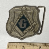 Vintage Silver Tone Masonic Belt Buckle