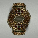 Gold Tone Masonic Pin with Multi-Colored Stones