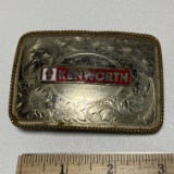 Etched German Silver Vintage Kenworth Belt Buckle by Tonkin Inc