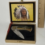 Native American Scene Collectible Knife in Box