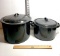 Pair of Black Graniteware Canning Pots with Lids