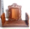 Vintage Ornately Carved Wooden Picture Frame & Bookends Made in India