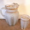 Vintage Pitcher and Matching Glass with Gilt Trim