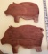 Pair of Wooden Vintage Handmade Pig Cutting Boards