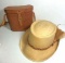 Vintage Binoculars Case and Straw Hat