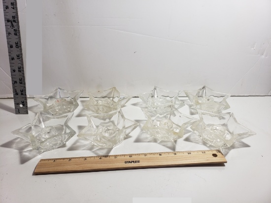 Set of 8 Vintage Glass Star Shaped Candle Holders