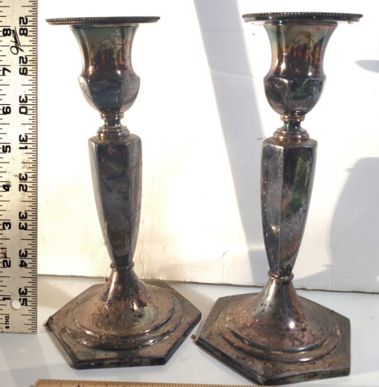 Pair of Vintage Quadruple Plate Candlesticks