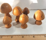 Vintage Handmade Miniature Wooden Mushroom Family