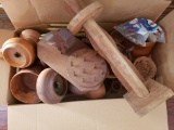 Large Lot of Misc Wooden Items - Paper Towel, Candle Holders