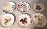 Lot of 6 Vintage Blue Ridge Southern Potteries Hand Painted Plates