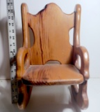 Vintage Hand Crafted Wooden Rocking Chair For Doll
