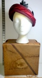 Ladies Vintage Wool Burgundy Hat