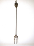Vintage English Brass Toasting Fork with Detailed Lion Head