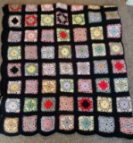 Vintage Hand Crocheted Granny Square Afghan