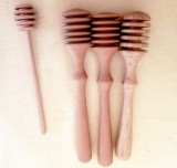 Lot of 4 Wooden Honey Dippers