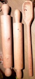 Pair of Vintage Heavy Wooden Rolling Pins & Wooden Spoon