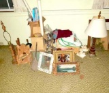 Lot of Misc Household Items - Vintage Wooden Frames, Lamps, Small Chair & More