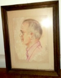 Vintage Hand Sketched Drawing Signed by Artist in Wooden Frame