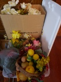 Tote Full of Artificial Flowers and Fruit