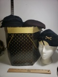 Hat Box with 3 Vintage Ladies Wool Hats