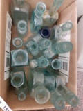 Box Lot of Vintage Blue Bottles