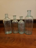 Lot of 4 Blue Apothecary Bottles