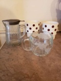 Lot of 3 Vintage Mugs and Syrup Bottle