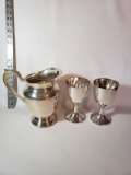 WMA Rogers Pitcher and Meridian Goblets Silverplate