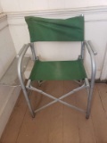 Vintage Folding Aluminum Camping Chair with Side Table